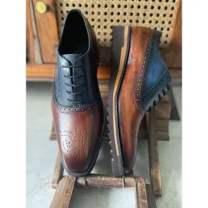 Tan   Blue Patina Medallion Oxfords with Extralight Soles