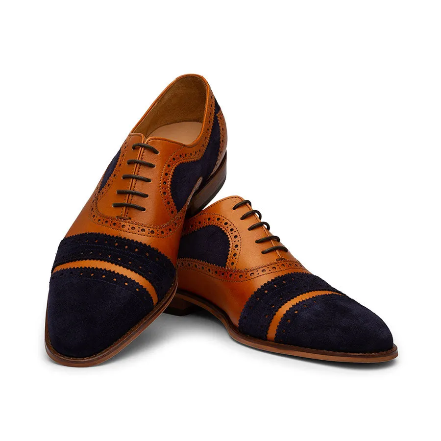 Tan   Navy Suede Gladiator Oxfords