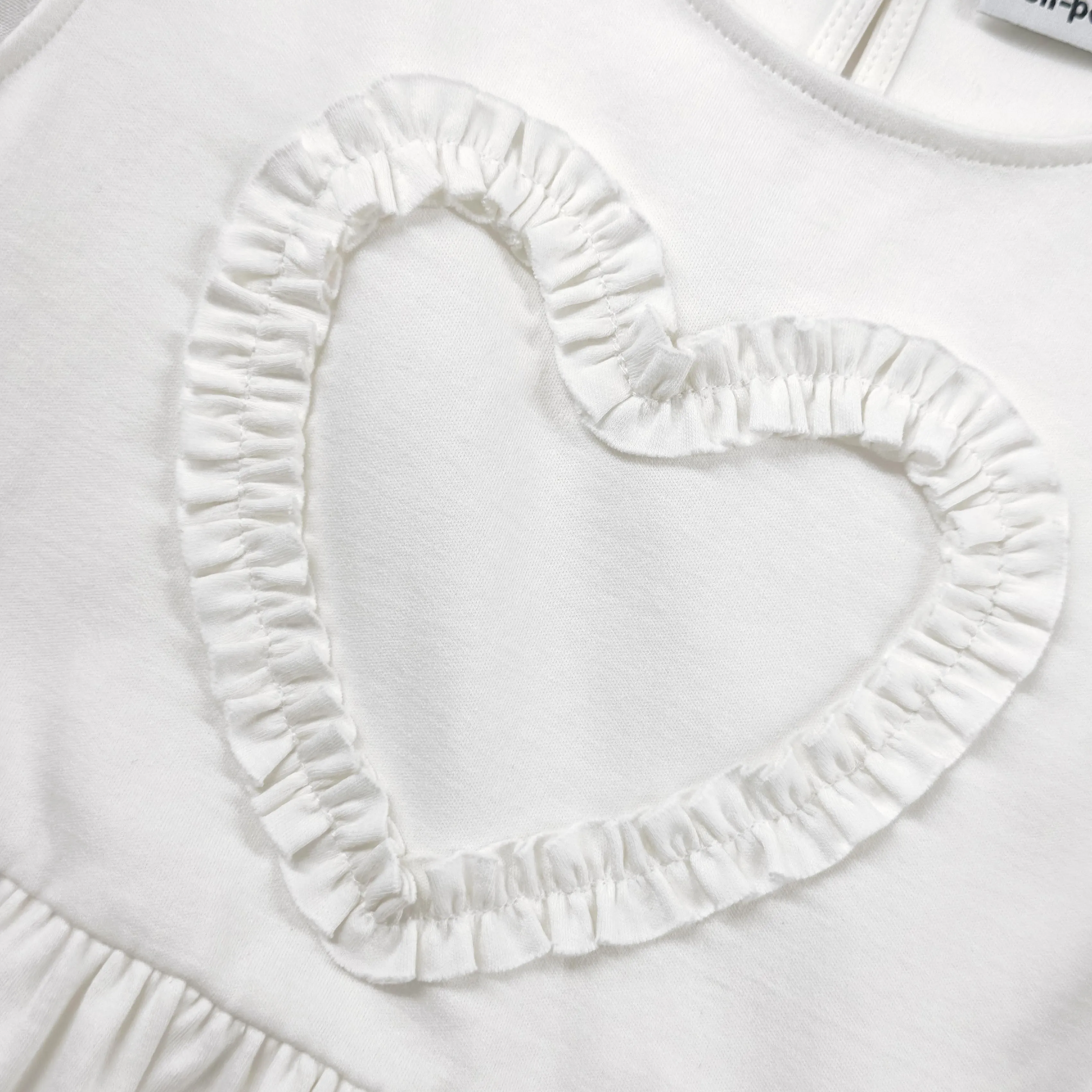 White Jersey Ruffle Heart Dress