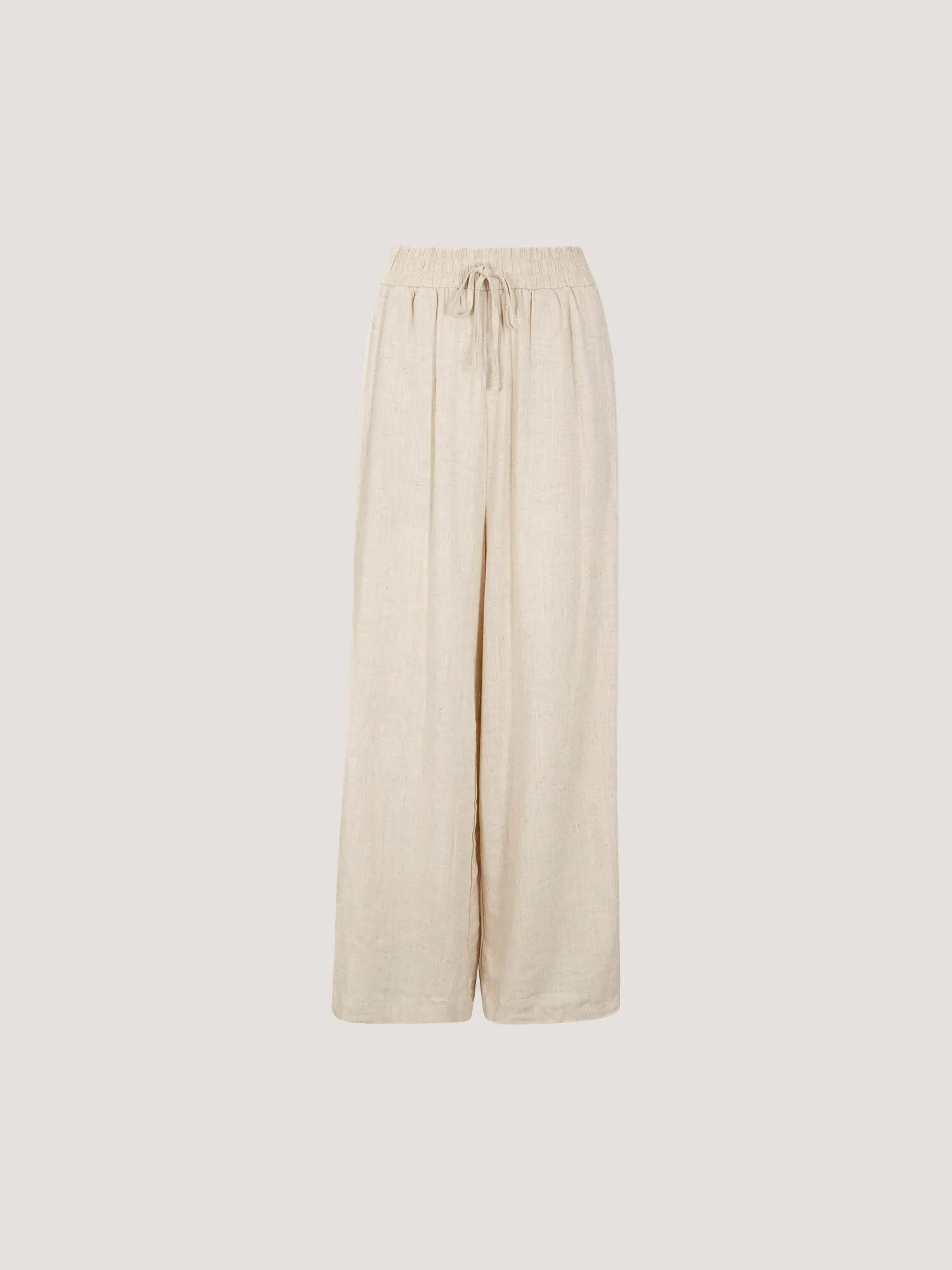 Wide Leg Linen Mix Trouser | Apricot