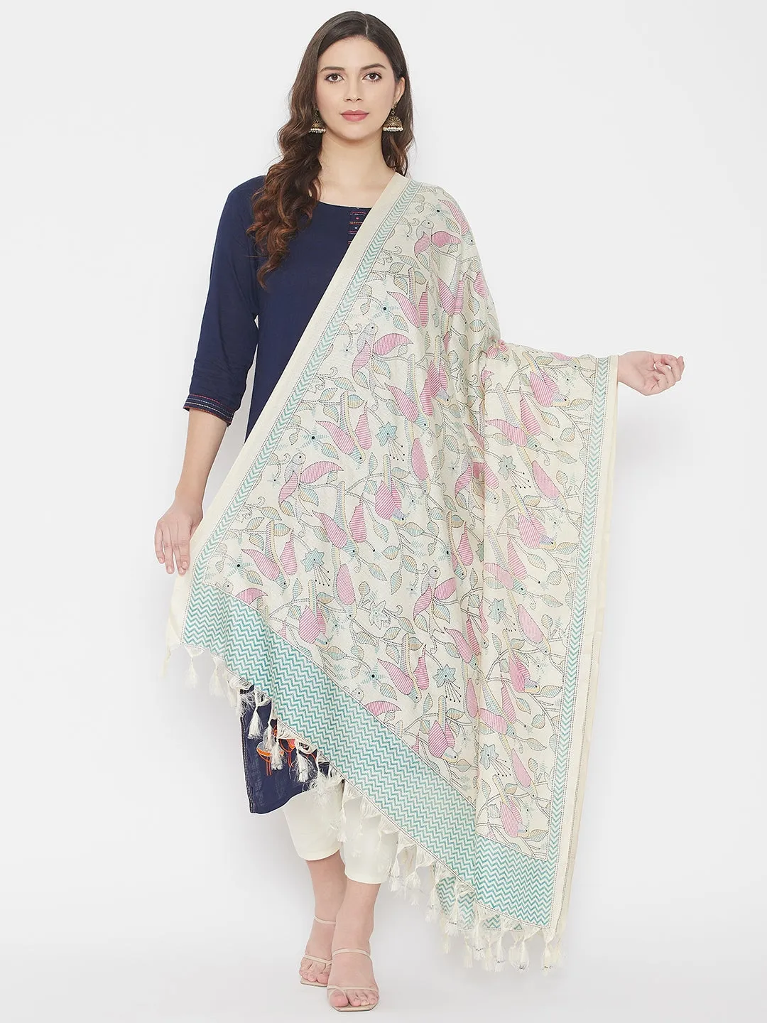 Women Multicoloured Digtal Printed Silk Blend Dupatta