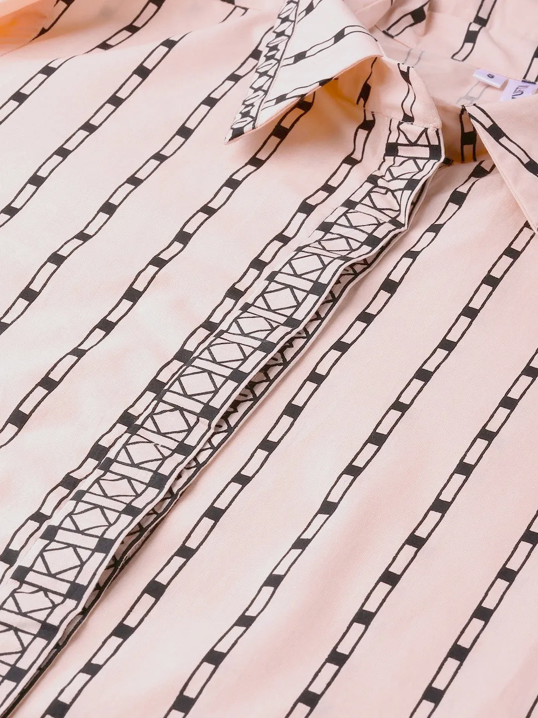 Women Peach & Black A-Line Kurta