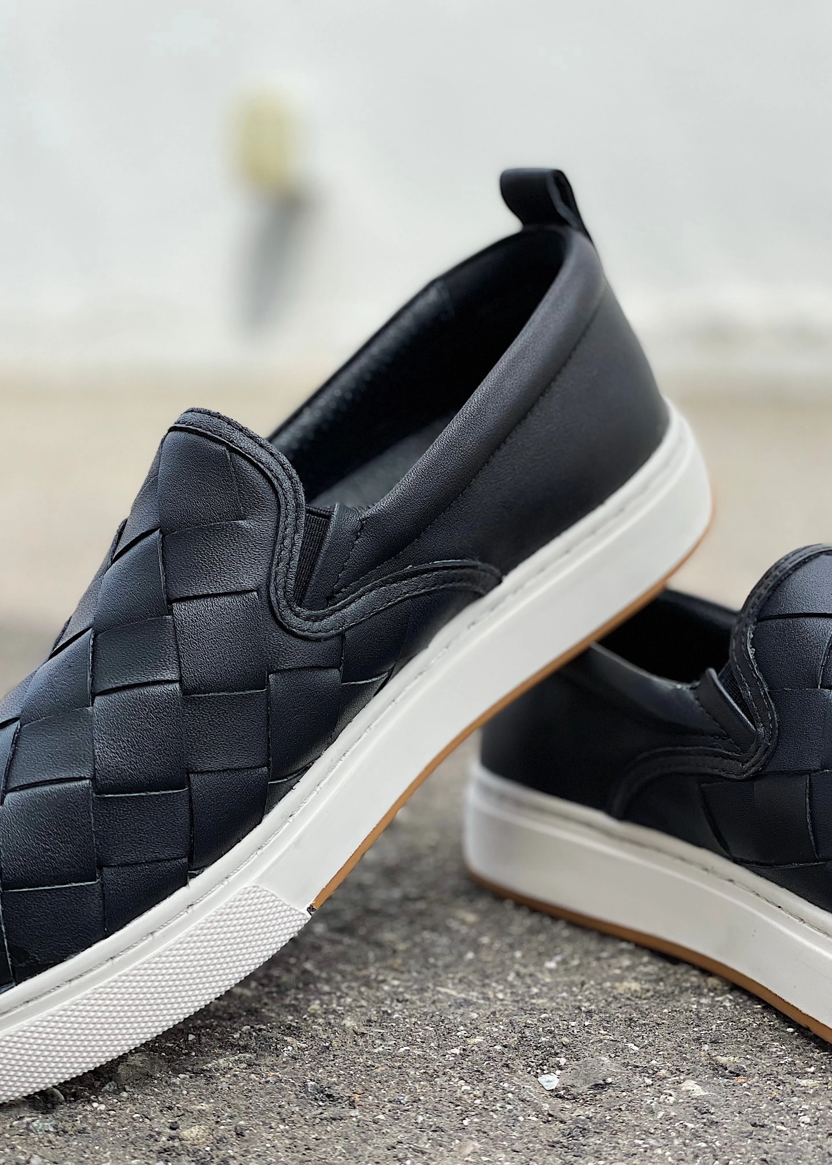 woven leather sneaker